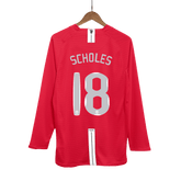 Manchester United SCHOLES #18 Heim-Fußballtrikot Retro 2007/08 – Langarm (UCL-Finale)